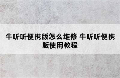 牛听听便携版怎么维修 牛听听便携版使用教程